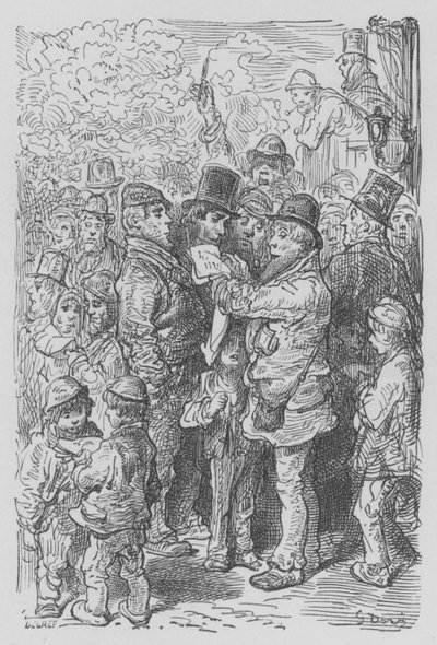 En el Derby, El Vendedor de Programas de Gustave after Dore